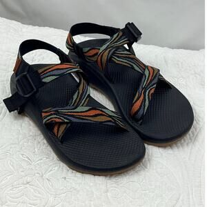 Chaco Men's Size 9 Orange/Green Cloud Strap Sandals – Adjustable Buckle Outdoor
